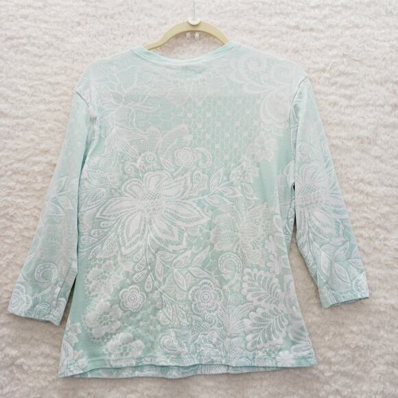 T-Shirt Size M Pastel Green Whimsycore Bloomcore Light Academia Fairycore Floral - Picture 2 of 15